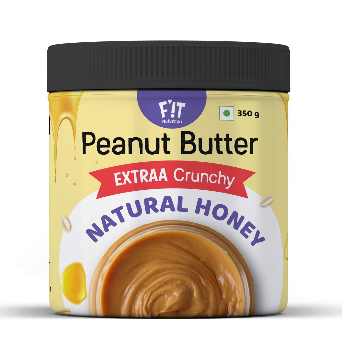 Natural Honey Peanut Butter EXTRAA Crunchy | No Sugar | No Salt | No Preservatives | Rich in Protein | Gluten Free | 350g(Growfitter)