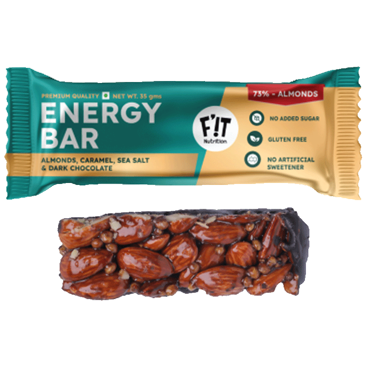 Premium Energy Bar | Almonds(73%), Sea Salt & Dark Chocolate | Pack of 1 | No Added Sugar | Protein & Fiber rich
