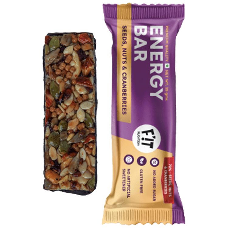 Premium Energy Bar | Seeds, Nuts & Cranberries(70%) | Pack of 1 | No Added Sugar | Protein & Fiber rich