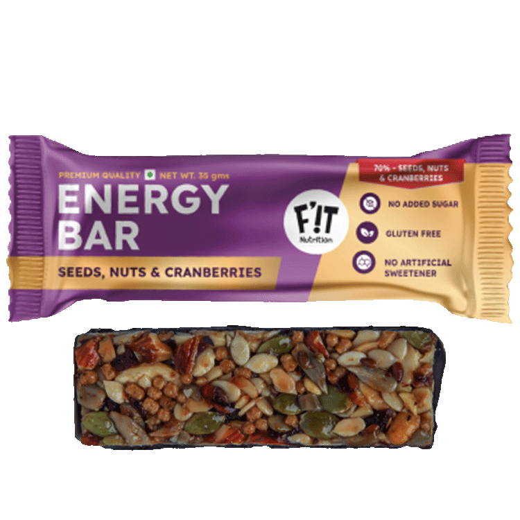 Premium Energy Bar | Seeds, Nuts & Cranberries(70%) | Pack of 1 | No Added Sugar | Protein & Fiber rich