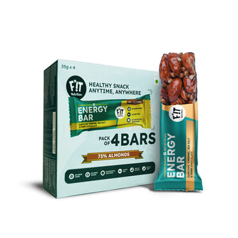 Premium Energy Bar | Almonds(73%), Sea Salt & Dark Chocolate | Pack of 4 | No Added Sugar | Protein & Fiber rich