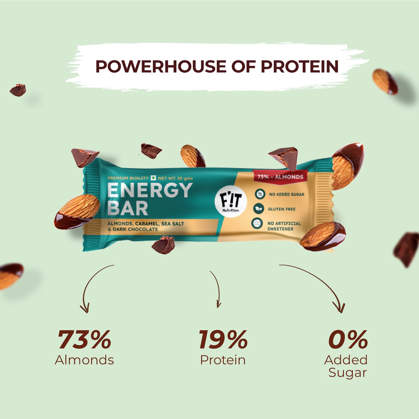 Almonds, Sea Salt & Dark Chocolate Energy Bar - Pack of 5