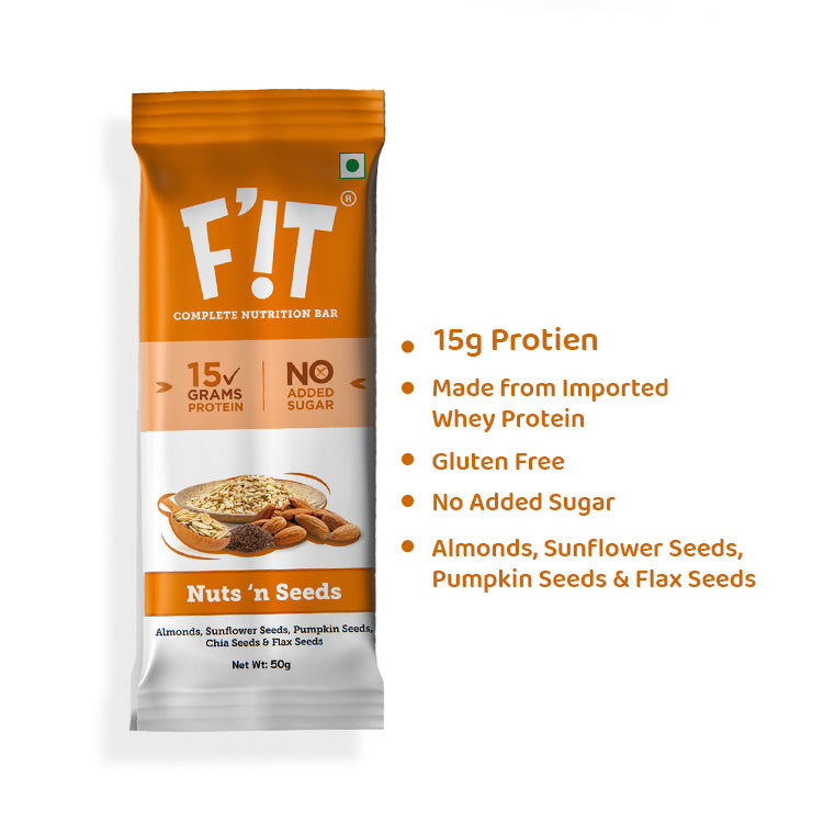 Nuts N Seeds Whey Protein Bar, Pack of 1