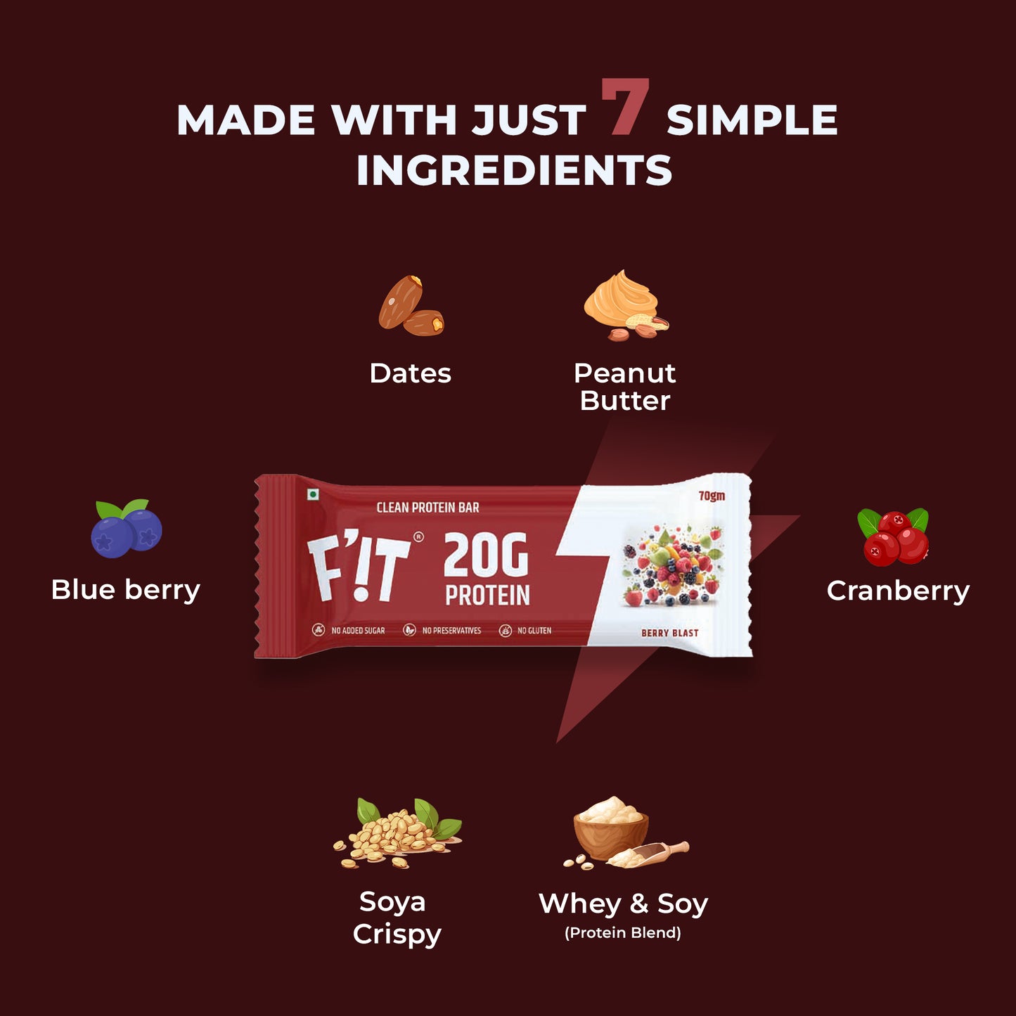 Berry Blast High Protein Bar - 20g - Pack of 4
