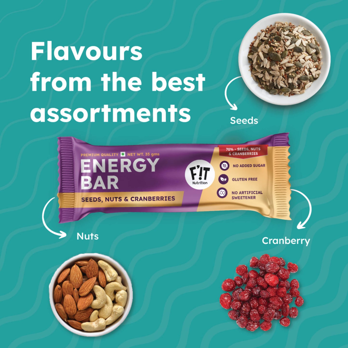 Premium Energy Bar | Seeds, Nuts & Cranberries(70%) | Pack of 1 | No Added Sugar | Protein & Fiber rich