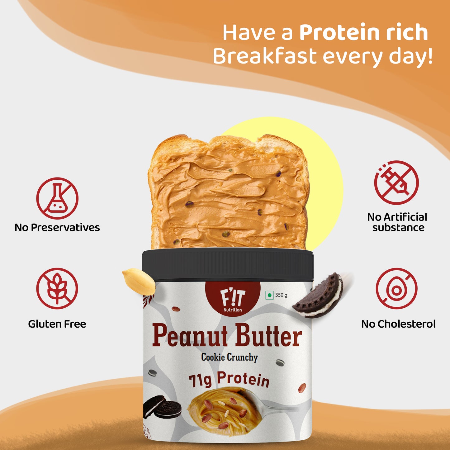 Cookie Crunchy Peanut Butter | Rich in Protein | Gluten Free | 350g