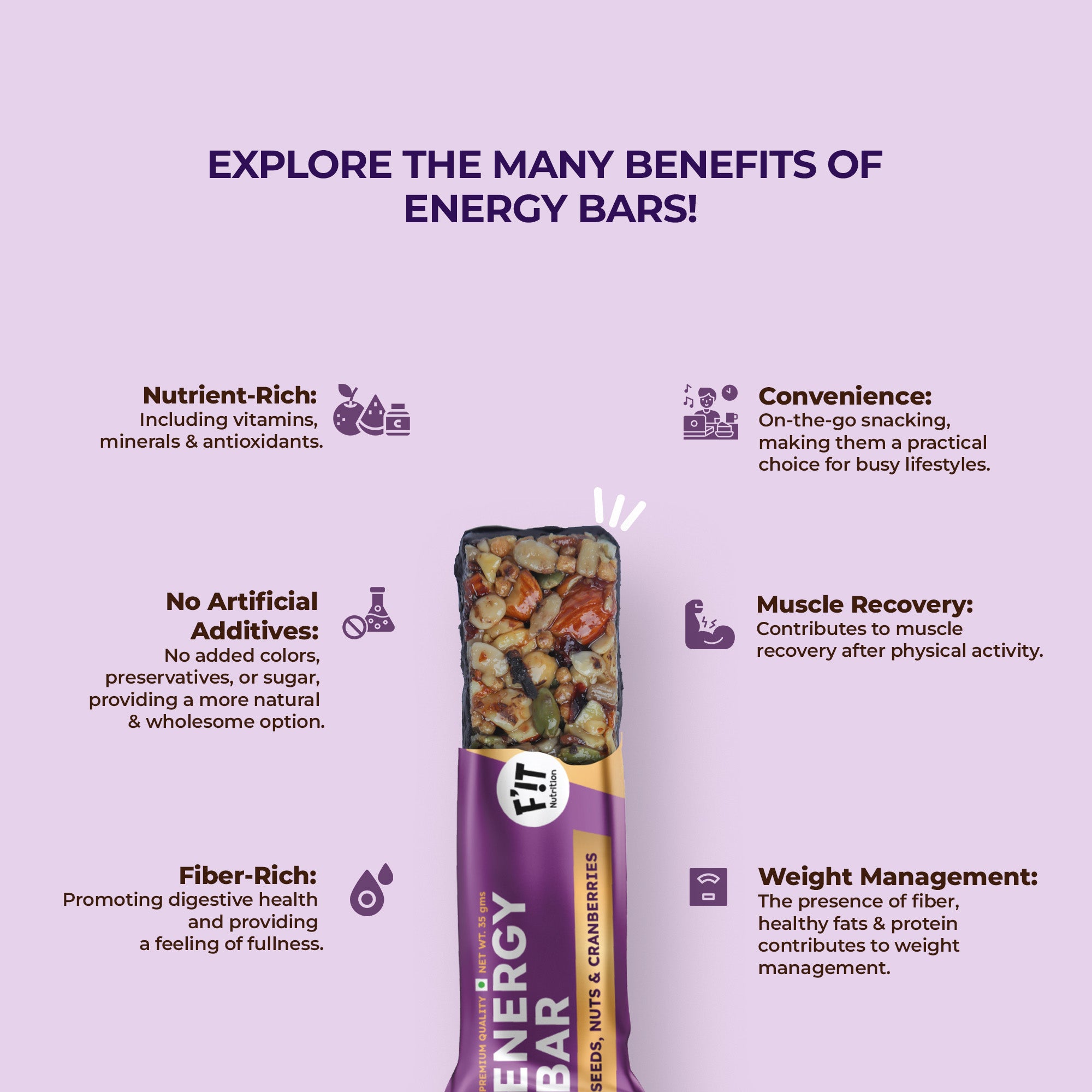 Seeds, Nuts & Cranberry Energy Bar - Pack of 5