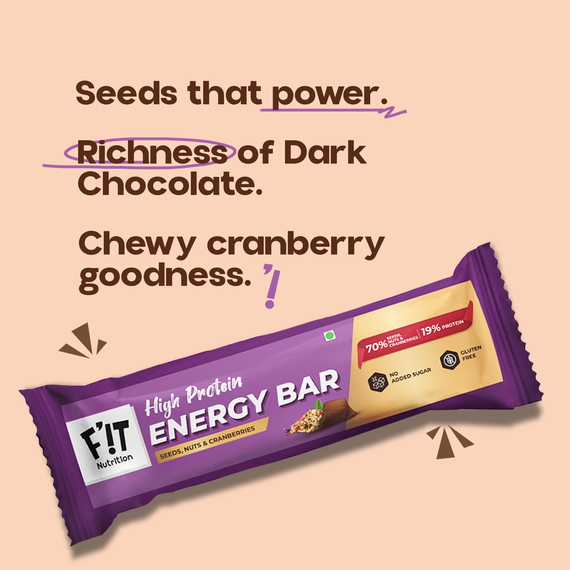 Seeds, Nuts & Cranberry Energy Bar - Pack of 12