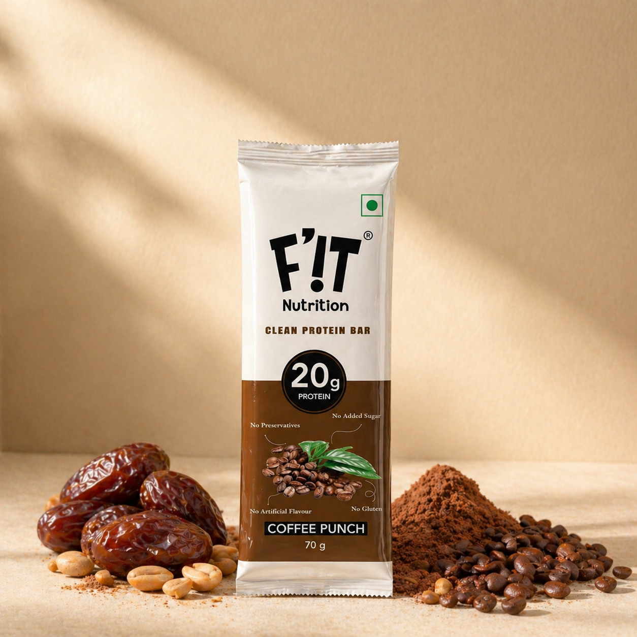 Roasted Coffee High Protein Bar - 20g Protein (Pack of 70gX10) | Made with 8 Simple Ingredients - Pack of 4