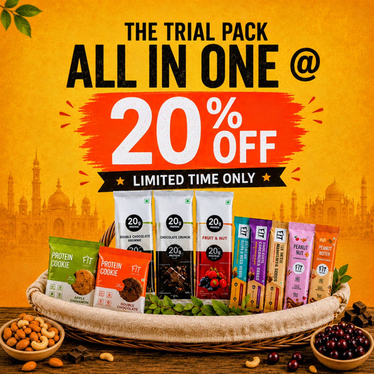 All in One Trial pack - 20g Protein Bars(3 pcs), Energy Bars(3 pcs), Mini Protein Bars(2 pcs) & Cookies(2 pcs)