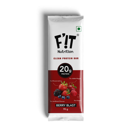 Berry Blast High Protein Bar - 20g Protein (Pack of 70gX10) | Made with 7 Simple Ingredients
