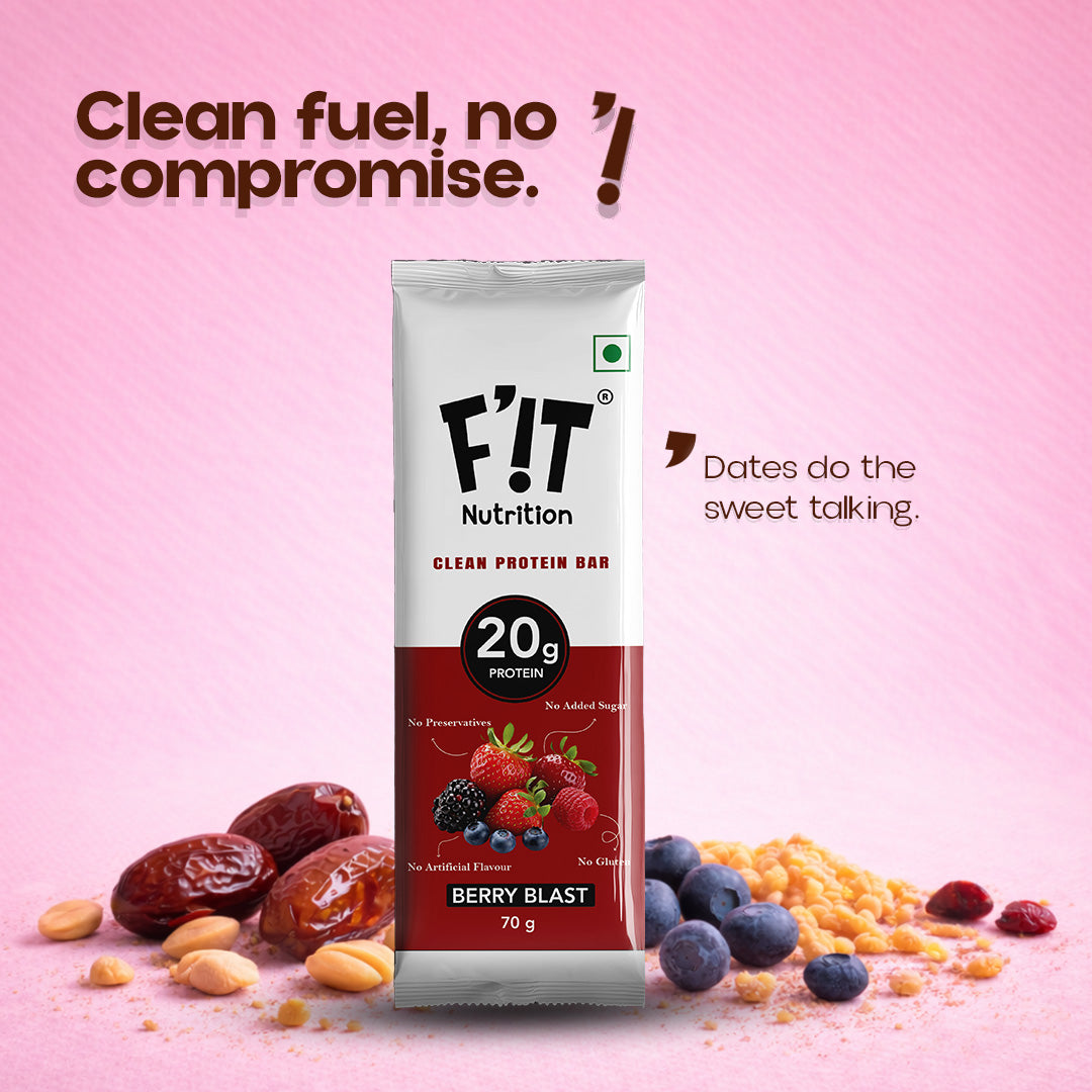 Berry Blast High Protein Bar - 20g Protein (Pack of 70gX10) | Made with 7 Simple Ingredients