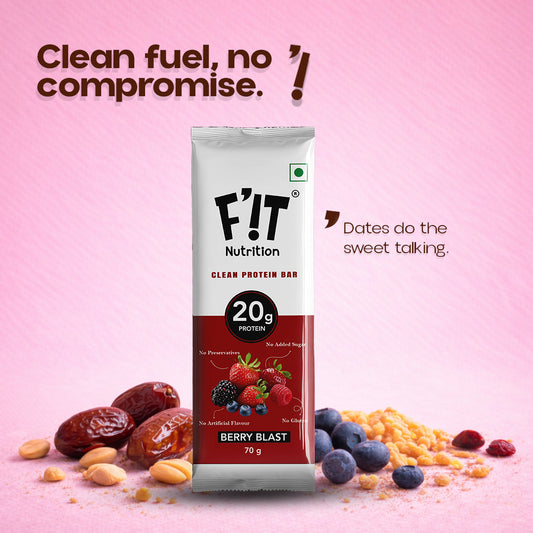 Berry Blast 20g Protein Bar - Pack of 70g x 5 | Made with 8 Simple Ingredients - Pack of 5