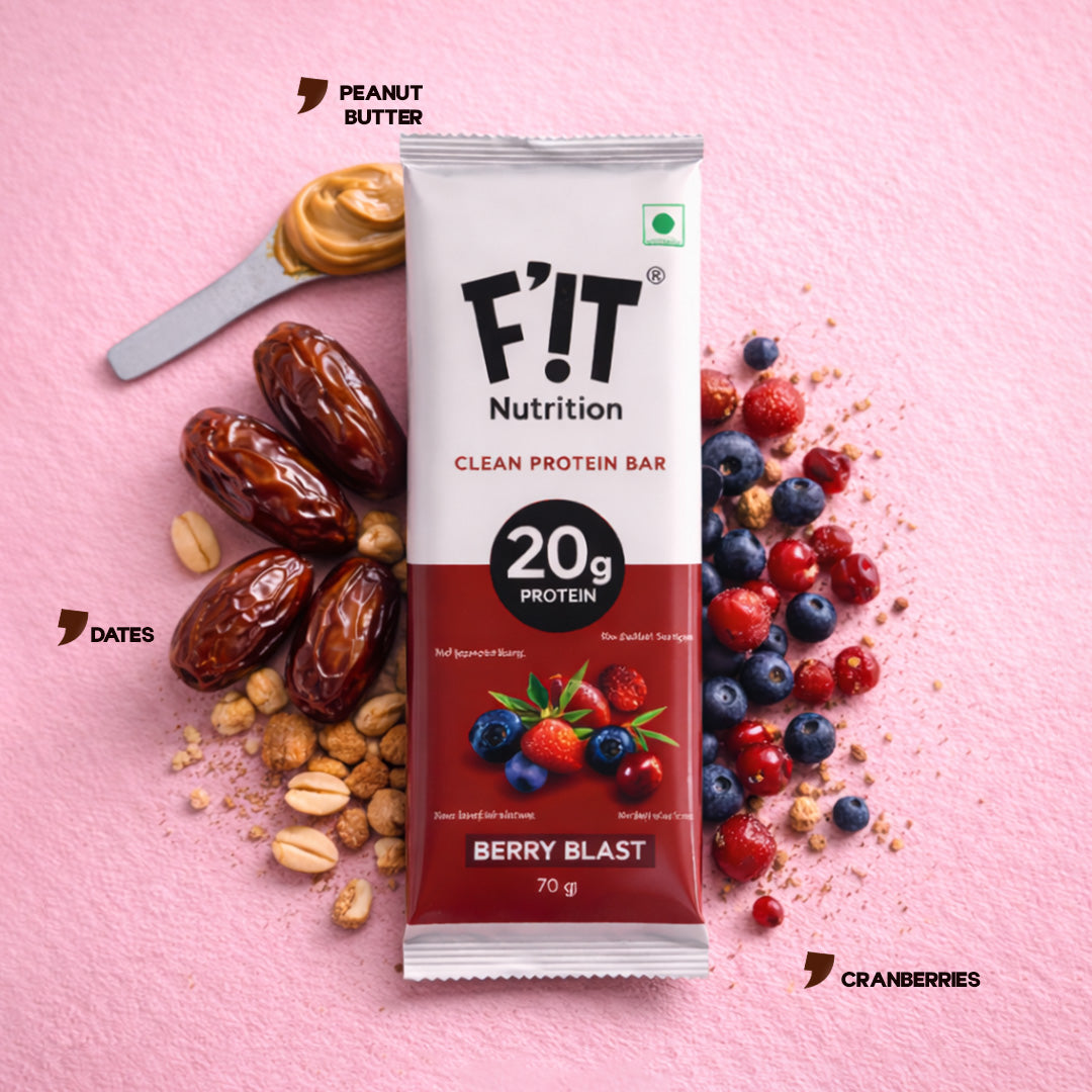 Berry Blast High Protein Bar - 20g Protein (Pack of 70gX10) | Made with 7 Simple Ingredients