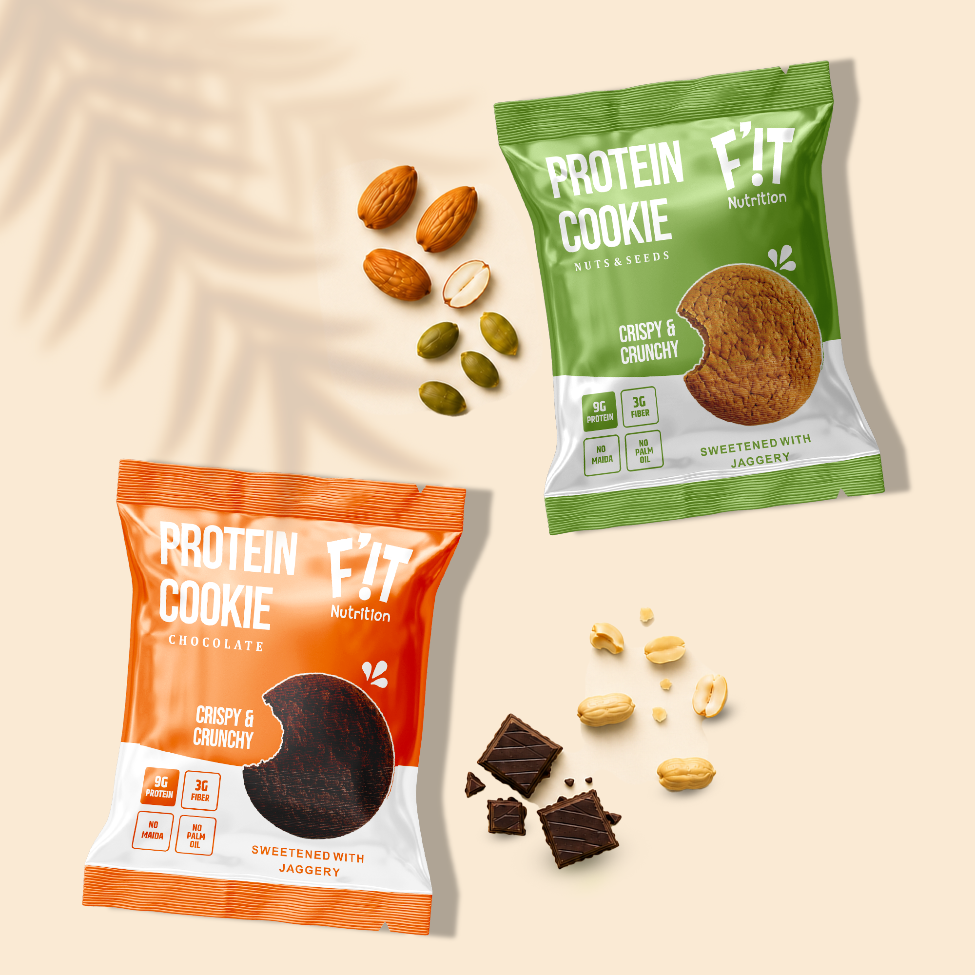 Combo(Chocolate & Nuts and Seeds) Protein Cookies - Pack of 12