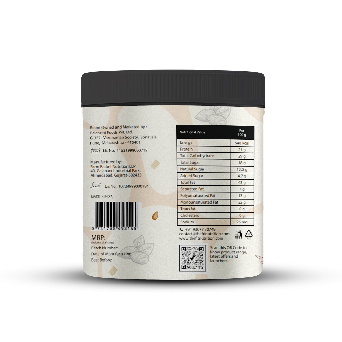 White Chocolate with Almond Crunchy Peanut Butter  | Rich in Protein | Gluten Free | 350g