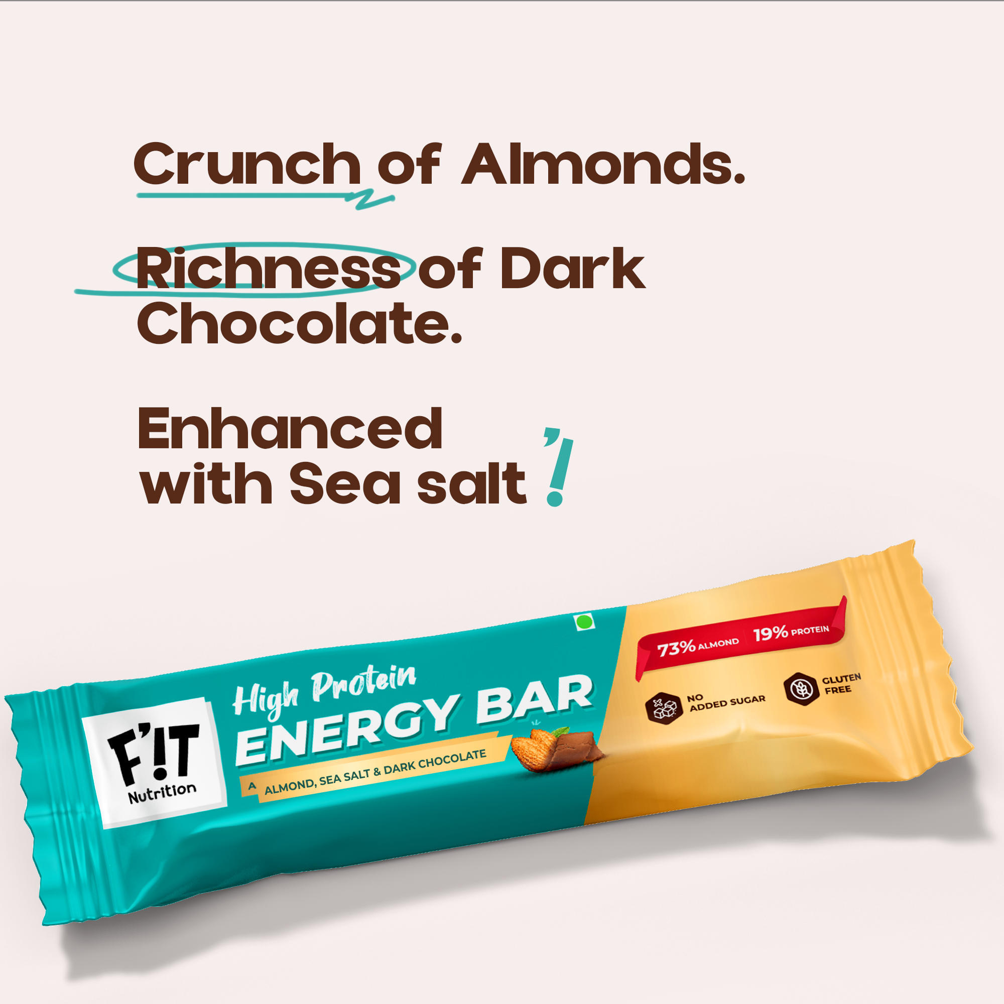 Almonds, Sea Salt & Dark Chocolate Energy Bar - Pack of 12