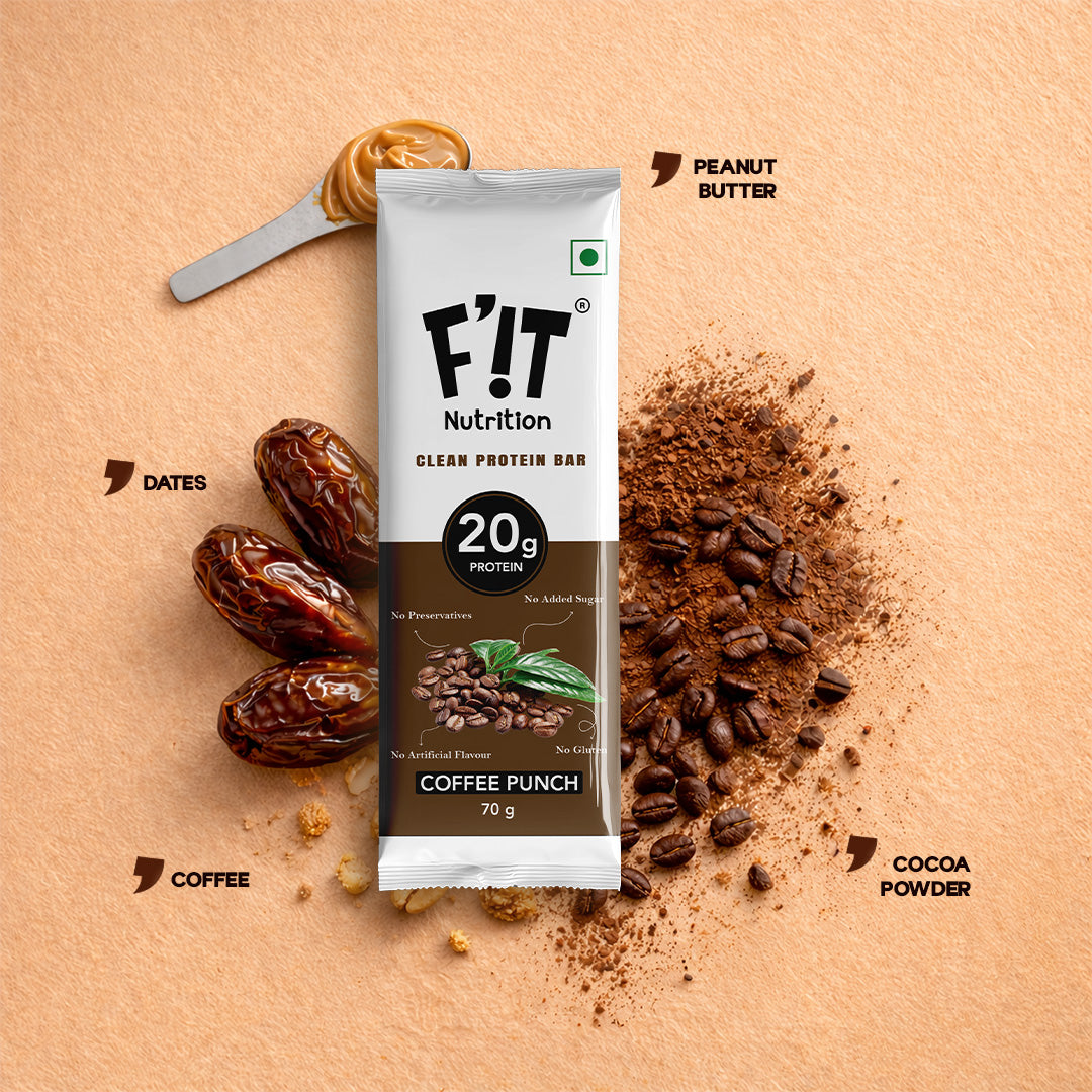 Coffee Punch 20g Protein Bar - Pack of 70g x 5 | Made with 8 Simple Ingredients - Pack of 5