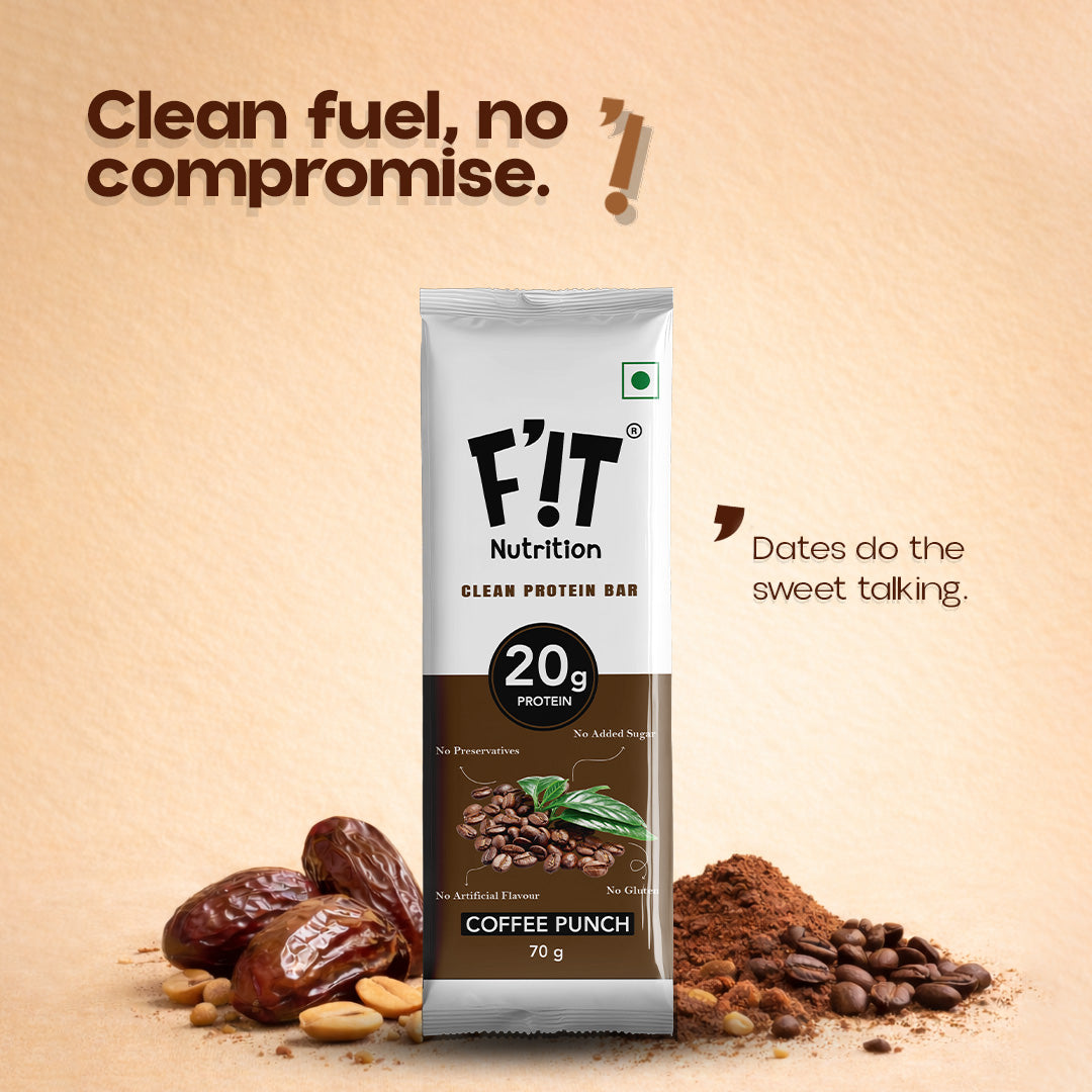 Coffee Punch 20g Protein Bar - Pack of 70g x 5 | Made with 8 Simple Ingredients - Pack of 5