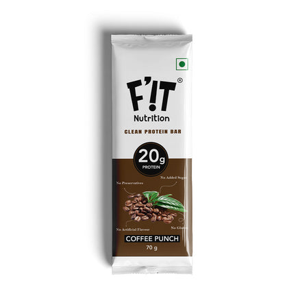 Coffee Punch 20g Protein Bar - Pack of 70g x 5 | Made with 8 Simple Ingredients - Pack of 5
