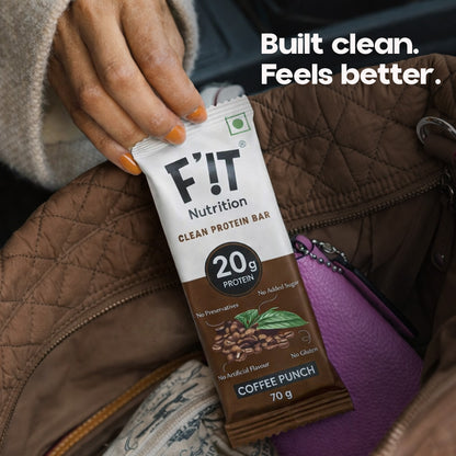 Coffee Punch 20g Protein Bar - Pack of 70g x 5 | Made with 8 Simple Ingredients - Pack of 5