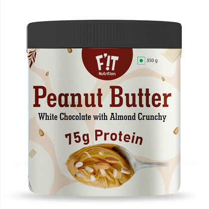 White Chocolate with Almond Crunchy Peanut Butter  | Rich in Protein | Gluten Free | 350g