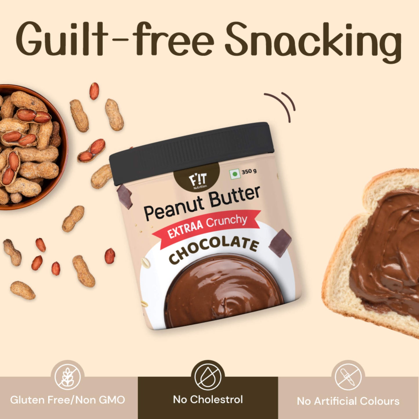 Chocolate Peanut Butter EXTRAA Crunchy | Rich in Protein | Vegan | Gluten Free | 350g