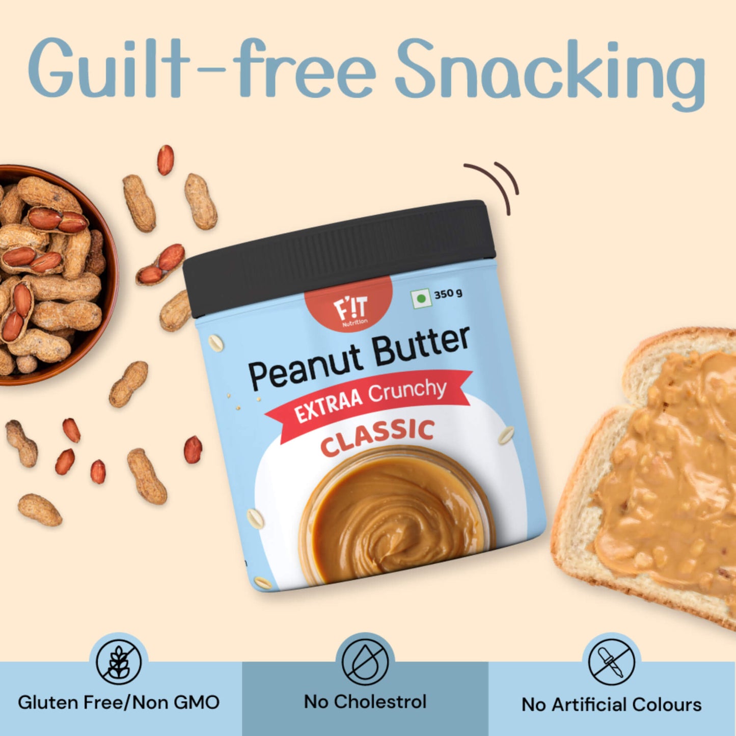 Classic Peanut Butter EXTRAA Crunchy | Rich in Protein | Gluten Free | 350g