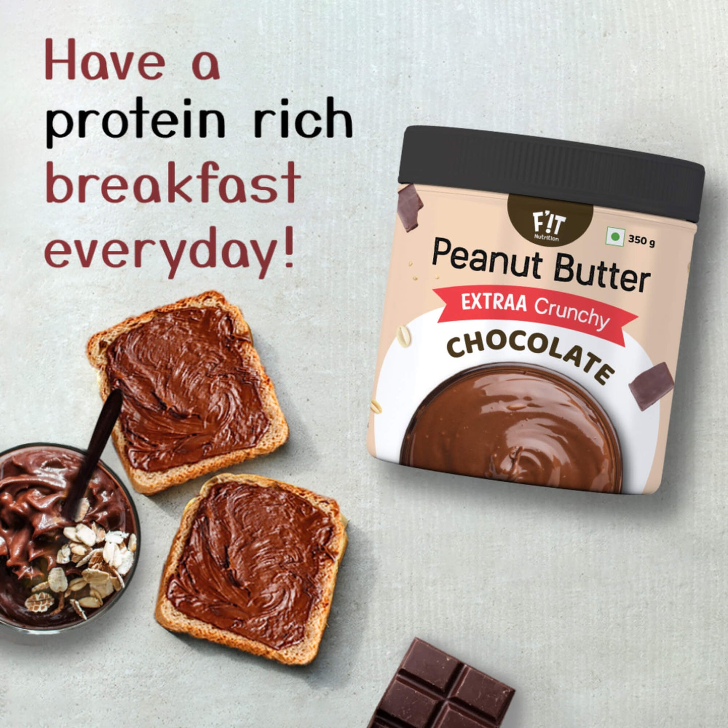 Chocolate Peanut Butter EXTRAA Crunchy | Rich in Protein | Vegan | Gluten Free | 350g