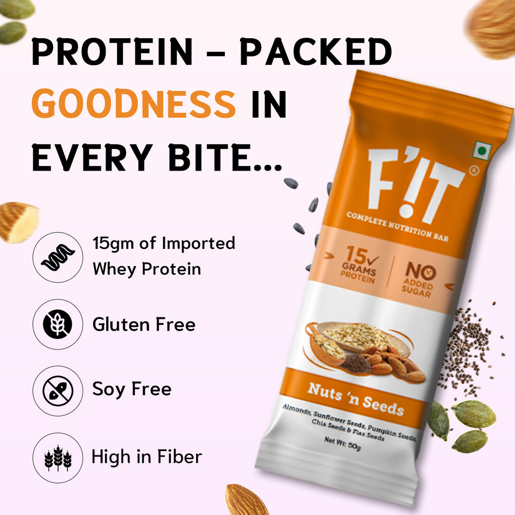 Nuts N Seeds Whey Protein Bar, Pack of 1